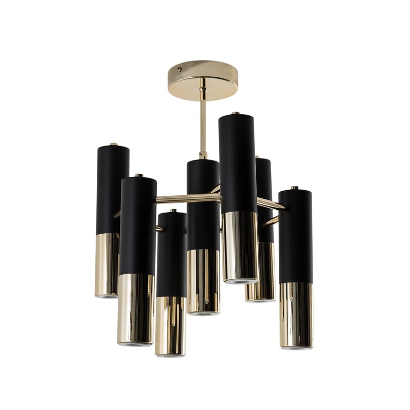 Orino Deckenleuchte Lampe Beleuchtung GU10 Metall schwarz gold 7 flammig Modern - 5905563003855