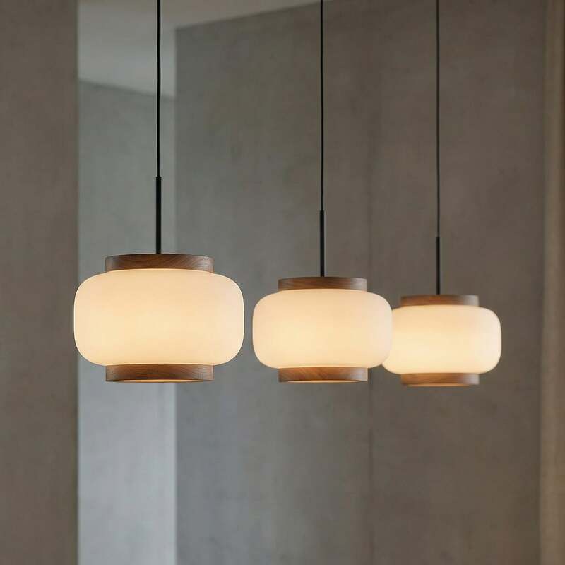 Quitani Hängelampe Hängeleuchte Shiro LED Pendelleuchte dimmbar weiß walnuss - 4255830910838