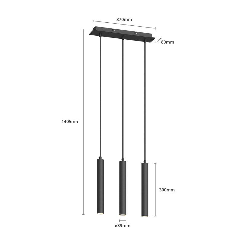 Arcchio Pendelleuchte Hängelampe LED Franka schwarz Aluminium lang - 4251096568653