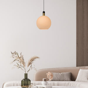 B-Ware Lucide Hängelampe Pendelleuchte Julius Ø40cm Opal Gold Schwarz Metall Textil
