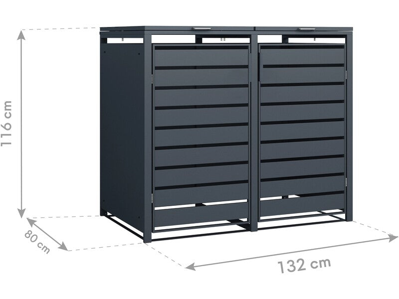 Westmann Mülltonnenbox Kubus 2x 240l Abdeckung Gartenbox Stahl anthrazit - 4260280775838