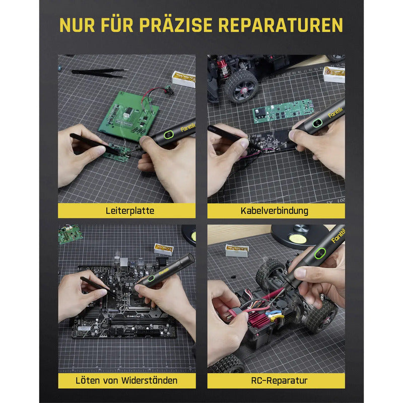 FANTTIK Lötkolben Set Lötstation Akku Lötspitzen Schwämme Pinzette Ständer USB - 4064161487700