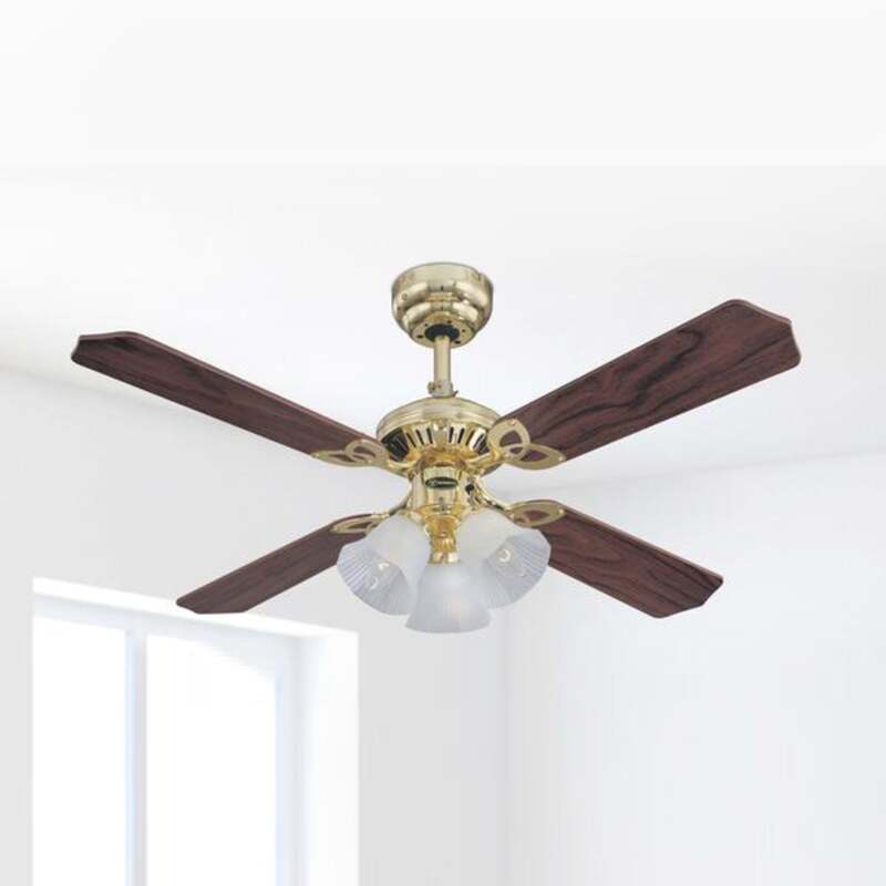 Westinghouse Deckenventilator Princess Trio Holz Ø105cm leise messing mahagoni - 4895105600394