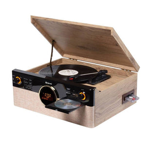 B-Ware Denver Stereoanlage Musikcenter Plattenspieler CD Kassette DAB+ Radio BT Holz
