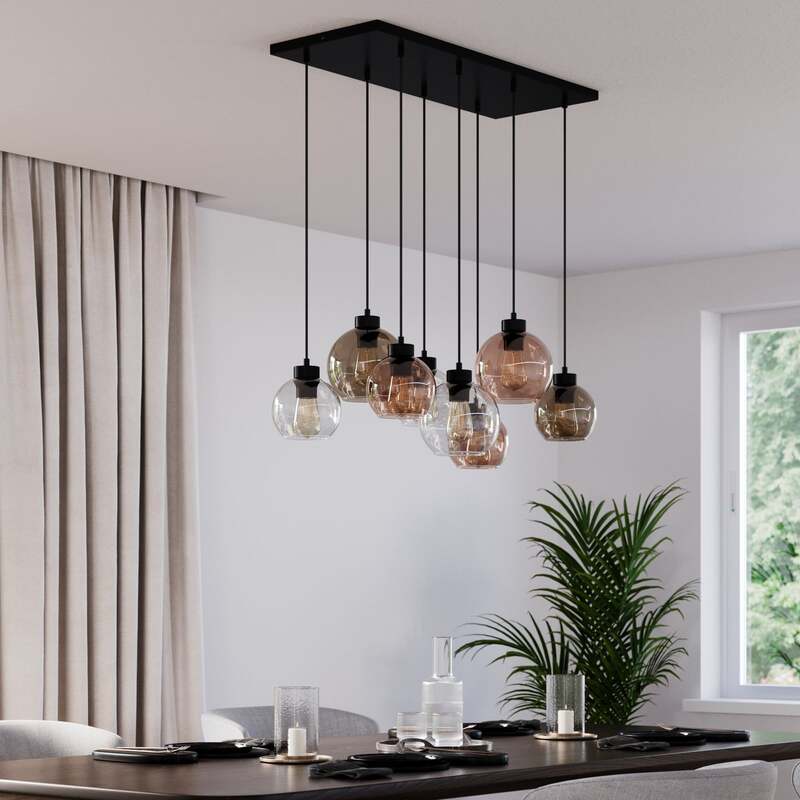 TK Lighting Hängeleuchte Cubus 68cm 8-flammig LED Pendelleuchte dimmbar braun - 5901780528348