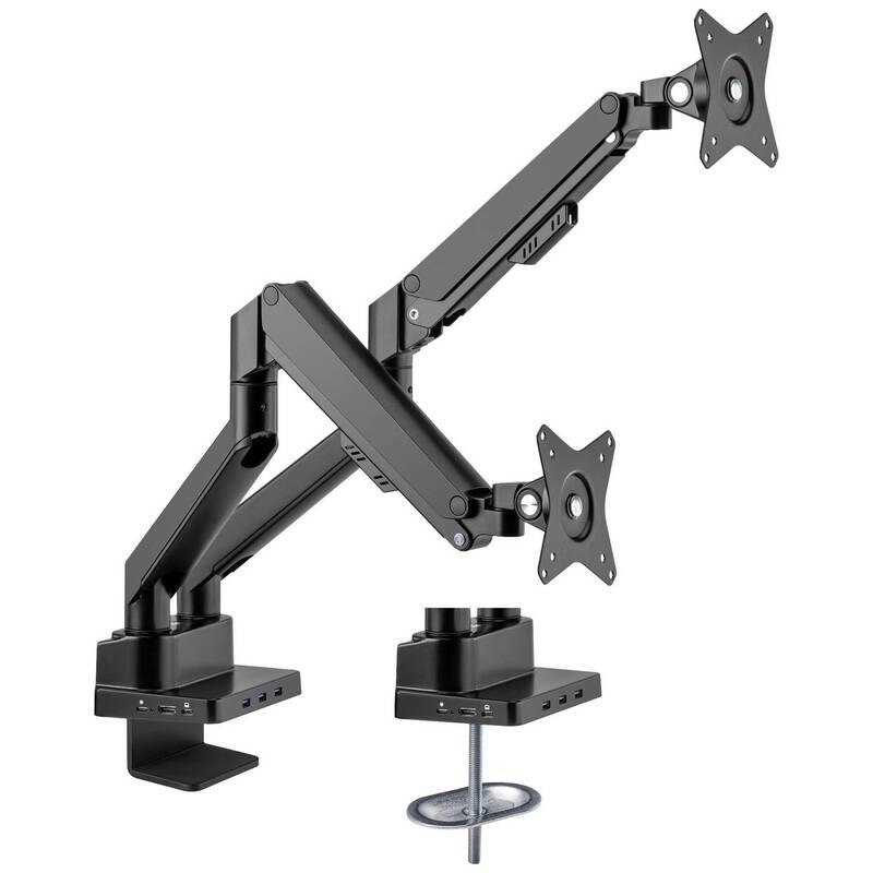 Manhattan Monitor-Tischhalterung 2 Displays Neigbar Schwenkbar Schwarz 43-81cm - 0766623461887