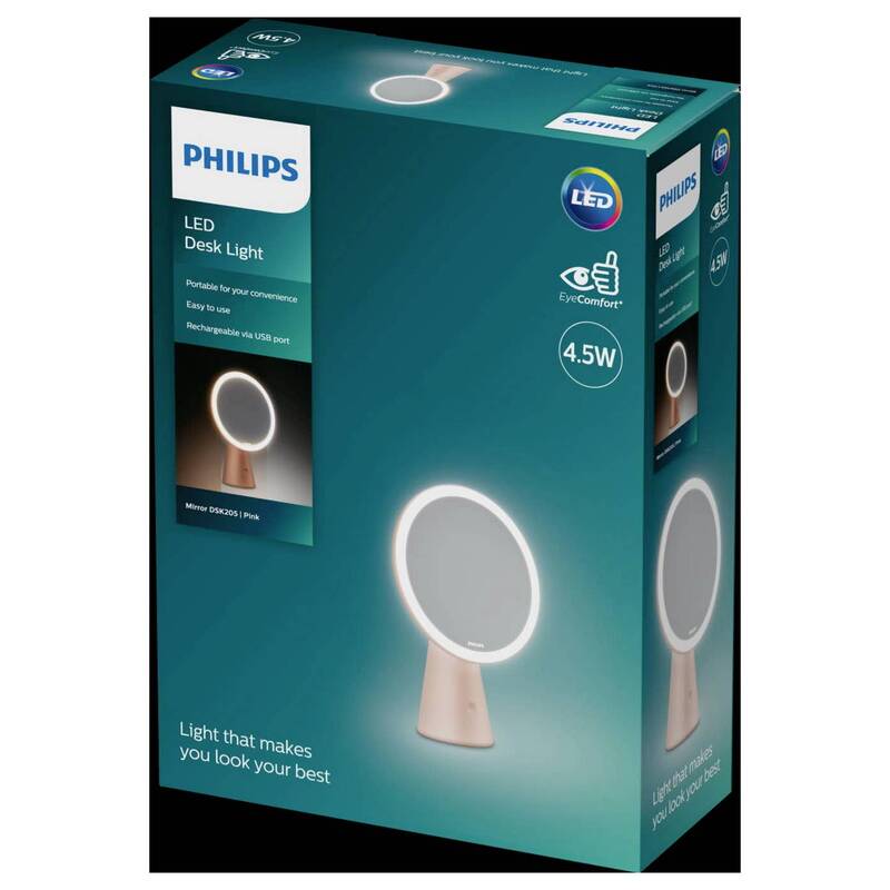 Philips Spiegelleuchte Schminkleuchte LED Lichtmodi Metall USB Rosé DSK205 4,5 W - 8719514420458