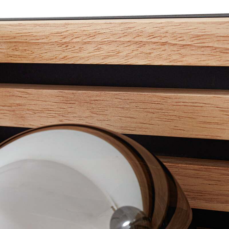 Lindby Wandleuchte Woodora 4-flammig Holz Glas rauchgrau dimmbar 68 cm - 4255830903281
