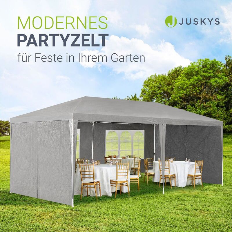 Partyzelt 3x6m Gartenzelt mit Dach und abnehmbaren Seitenwänden für Gartenfeiern - 4260304767719