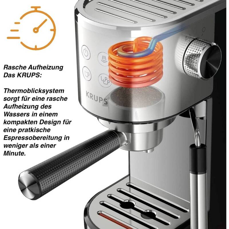 Krups Virtuoso Espressomaschine mit Siebträger Kaffeemaschine Cappuccinomaschine - 3016661163913