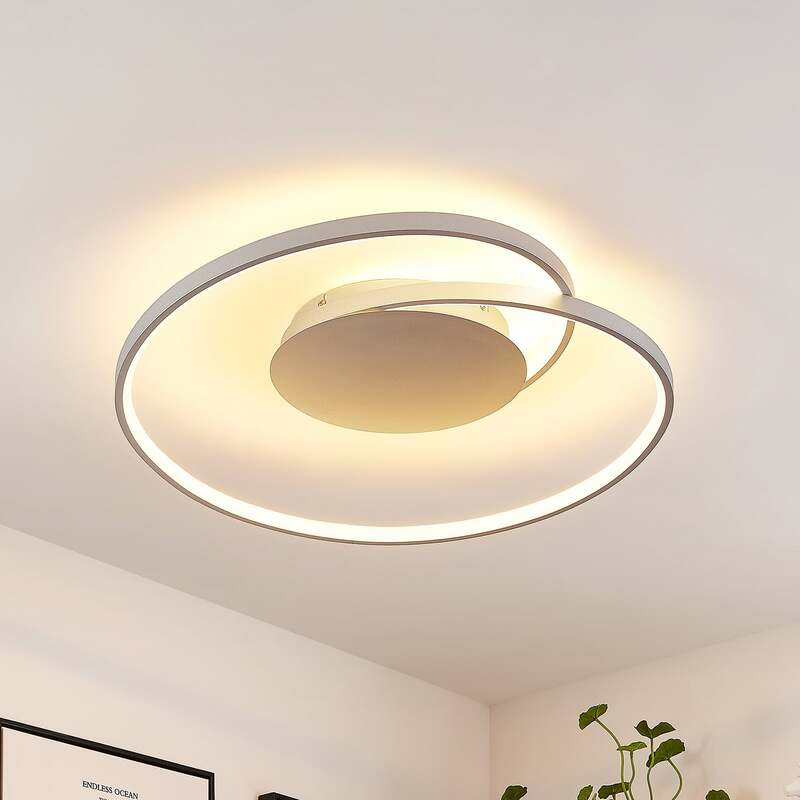 Lucande Deckenleuchte Deckenlampe LED Enesa Silber rund Fernbedienung dimmbar - 4251096596564
