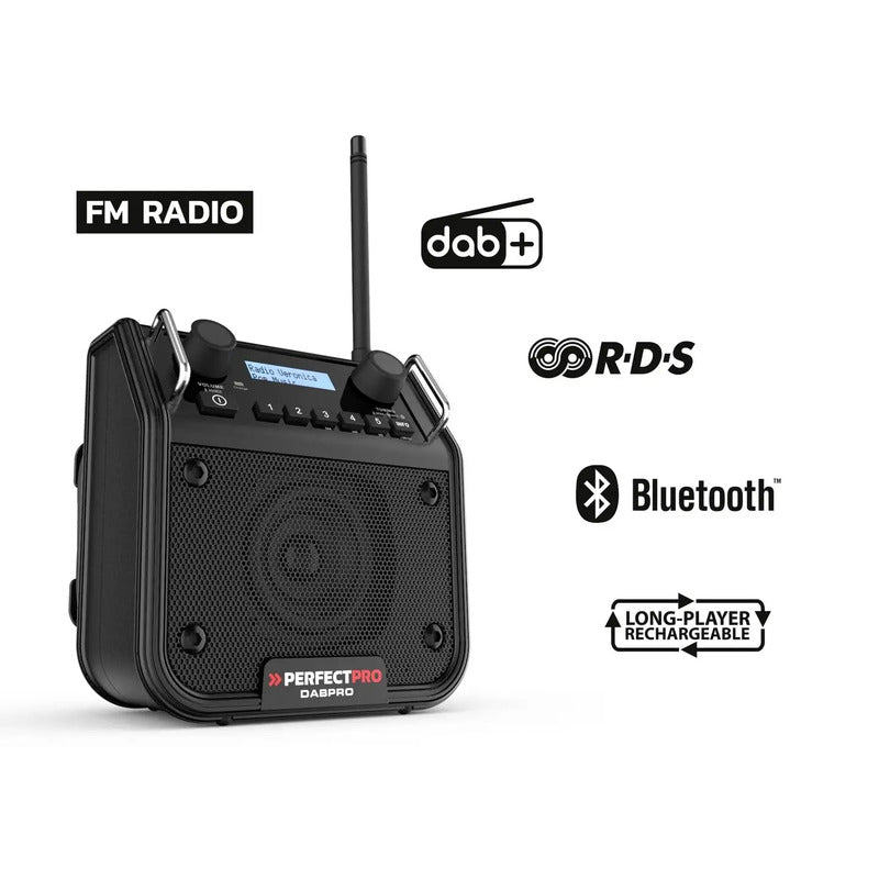 PerfectPro DABPRO Radio Digitalradio DAB+ FM Bluetooth tragbar Schwarz 80W - 8719689465193
