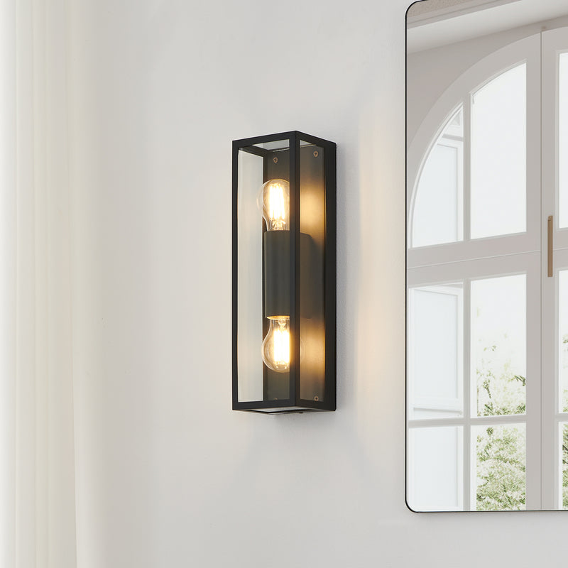 Eglo Bad-Wandleuchte Amezola Designer Wandleuchte 2-flammig dimmbar schwarz IP44 - 9002759991241