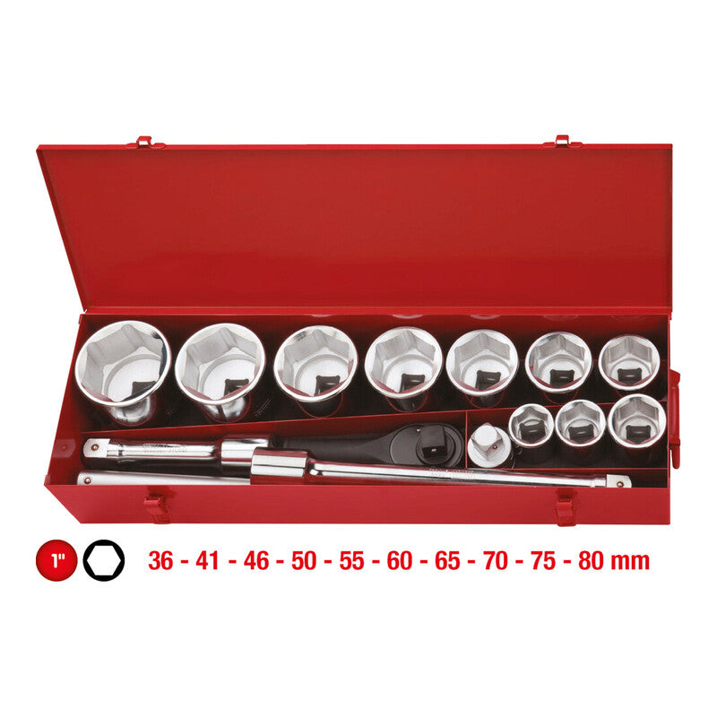 KS Tools Steckschlüssel-Satz 1 Zoll 15-teilig Werkzeugset Chrom-Vanadium Stahl - 4042146291962