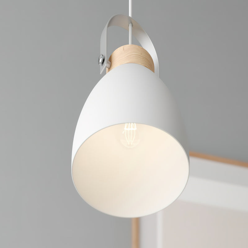 Lamkur Pendelleuchte Hängeleuchte Bergen LED Lampe dimmbar weiß Holz 18cm - 5907687431798