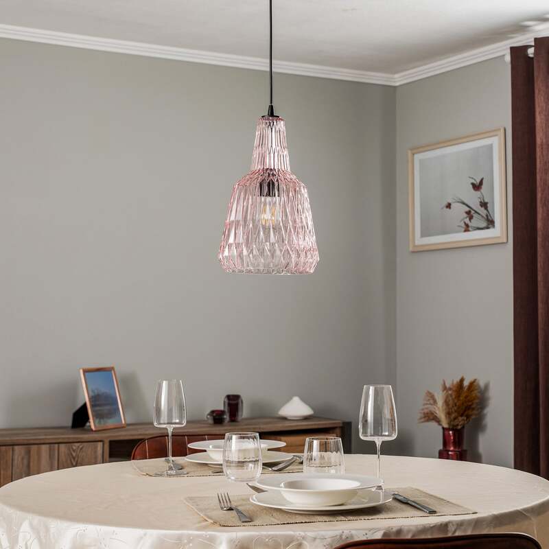 Lindby Hängeleuchte Belarion LED Pendelleuchte Lampe dimmbar pink 35cm Höhe - 4251911778410
