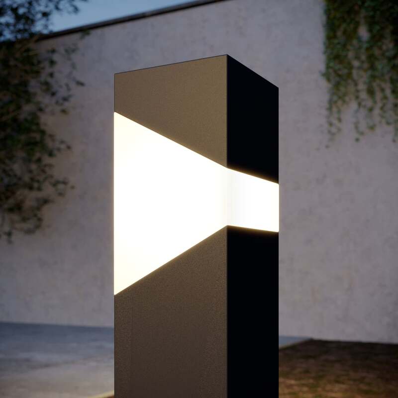 Lucande Sockelleuchte Kiran Gartenleuchte LED dimmbar IP44 grau 60cm Metall - 6291105706209