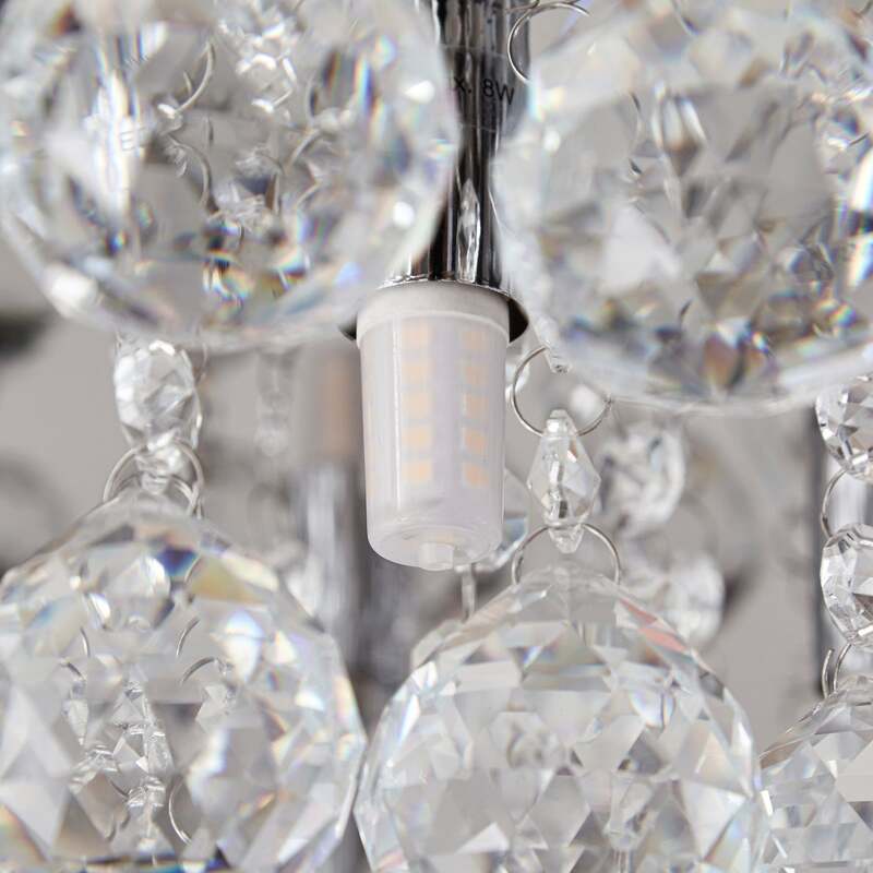 Lindby Deckenleuchte Antonino LED Kristall Deckenlampe dimmbar chrom Ø55cm 8-flg - 4251096590043