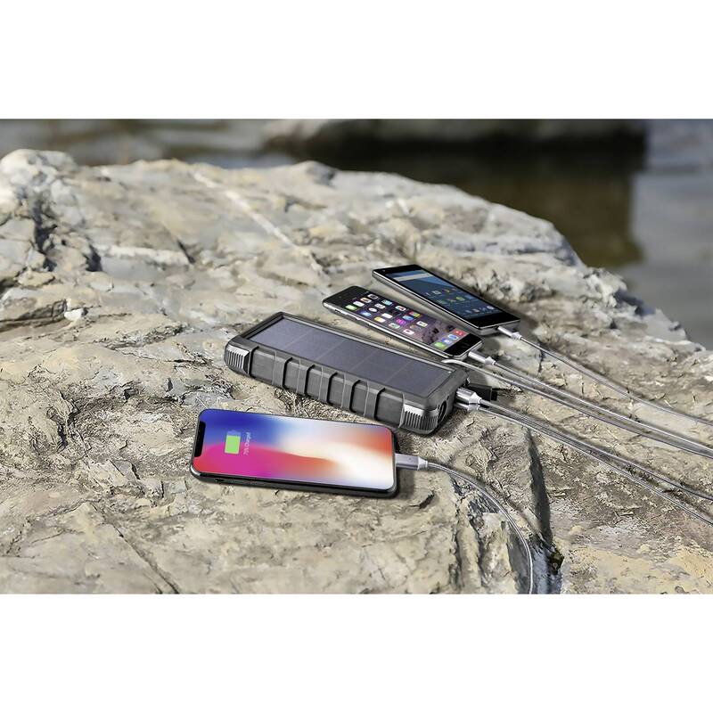 Voltcraft Solar-Powerbank 24000 mAh Akku Ladegerät USB schwarz 3 Ausgänge 6000 - 4053199521562