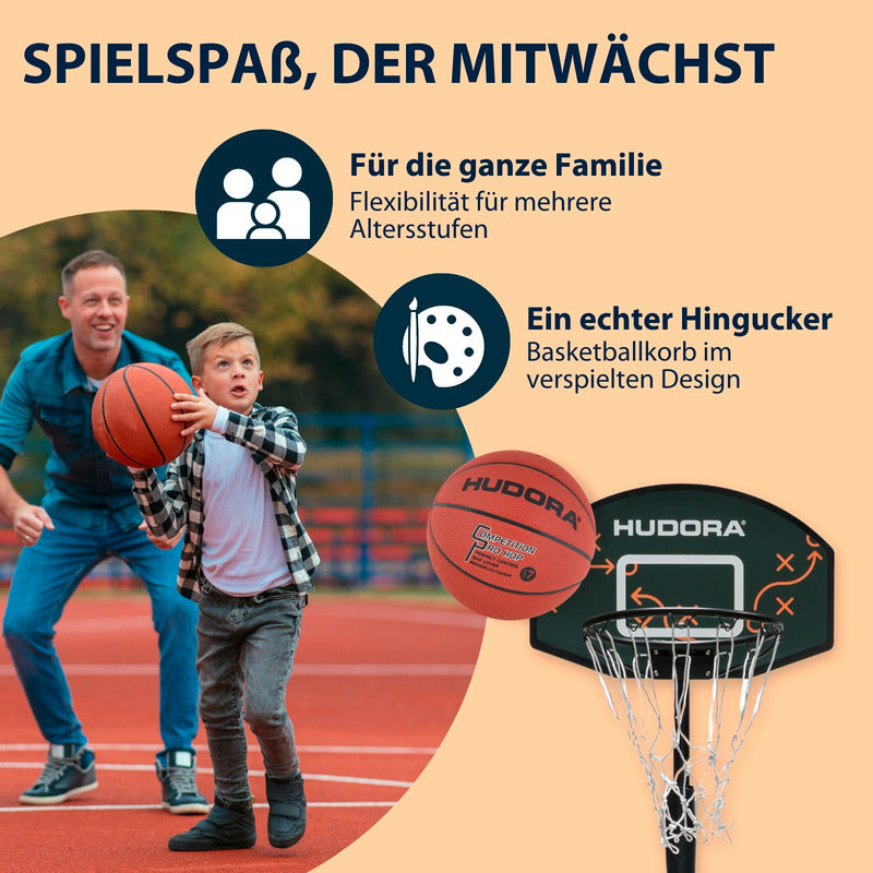 Basketballständer HUDORA Playoff 205 höhenverstellbar ab 4 Jahren 157-205 cm - 4005998717578