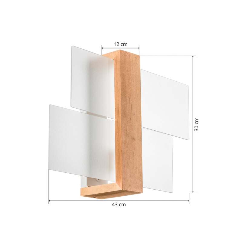 Wandleuchte Shifted 1 LED Wandlampe dimmbar Glas Holz weiß 43x30cm elegant - 5903282729445