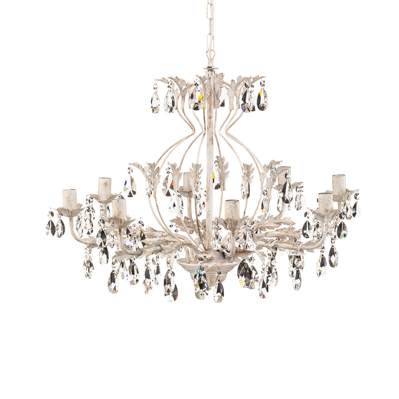 ONLI Kristall-Kronleuchter Teresa Hängelampe LED 8-flammig elfenbein gold Ø70cm - 8030626523364