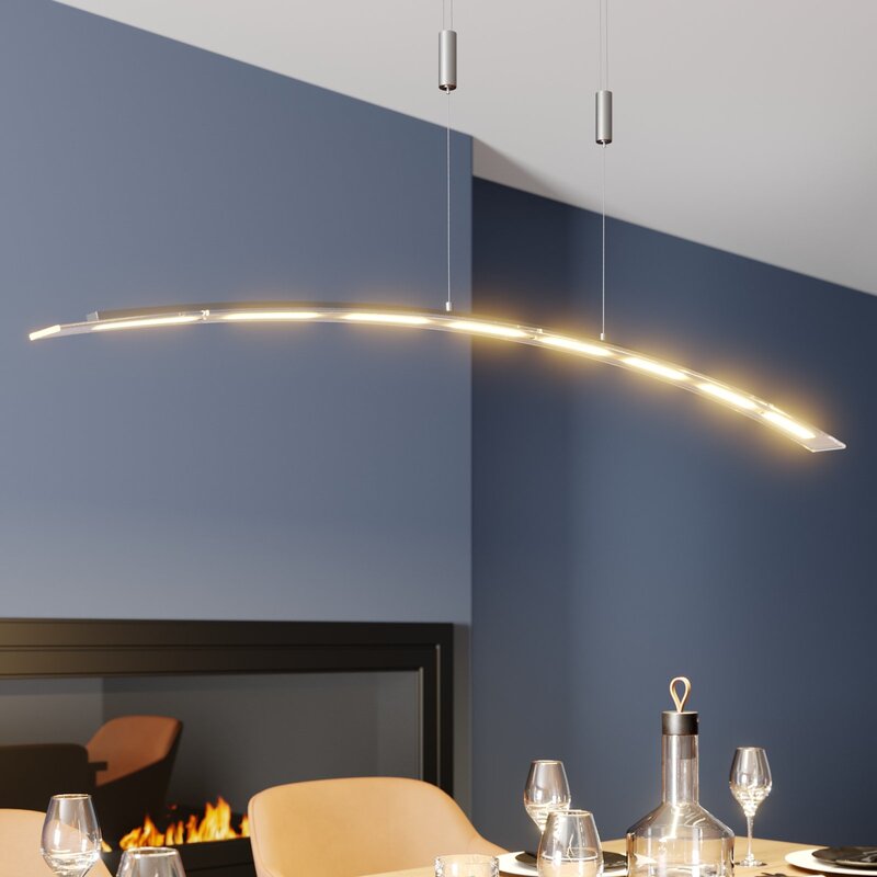 Lindby Pendelleuchte Hängeleuchte LED Manon Glas Metall höhenverstellbar grau - 4251096527865