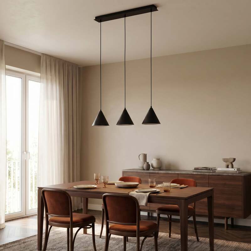 TK Lighting Hängeleuchte Cono 3-flammig LED Pendelleuchte dimmbar schwarz 86x19 - 5906135100682
