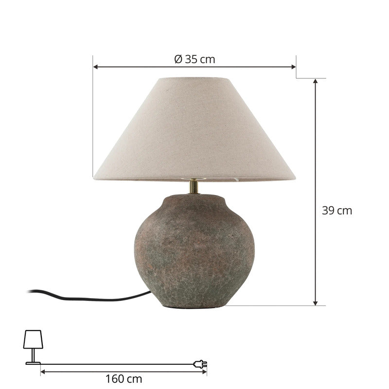 Lucande Tischleuchte Thalorin LED Lampe Tischlampe Leuchte braun grau 39cm - 4251911776867