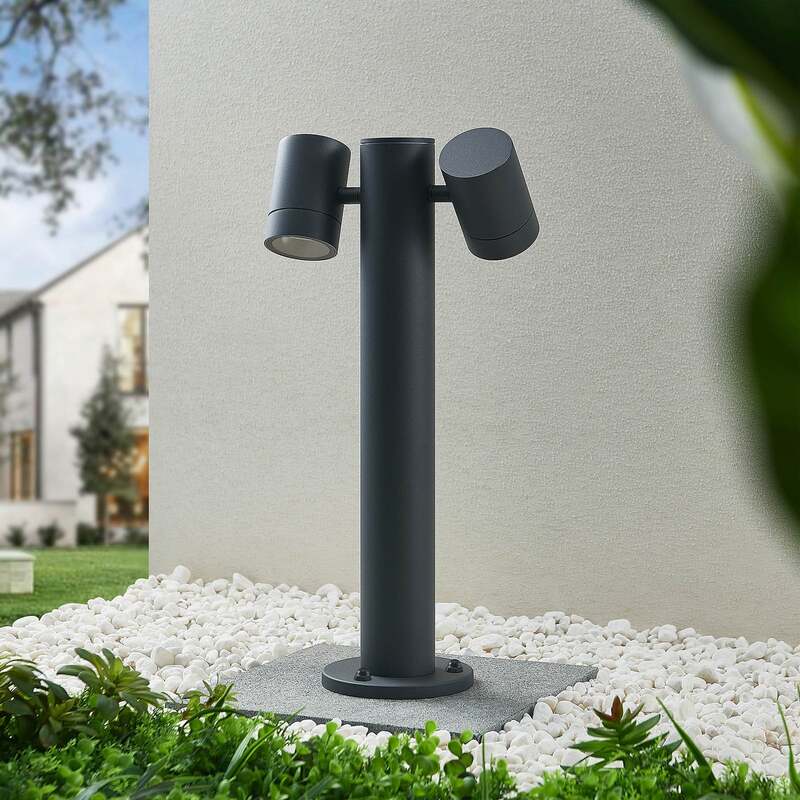 Lucande Sockelleuchte Maloney 50 cm anthrazit IP54 dimmbar 2x5W LED - 4251911736663