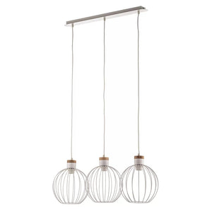 B-Ware Hängeleuchte Barbado 3-flammig LED Pendelleuchte dimmbar Stahl Holz weiß 78x22cm