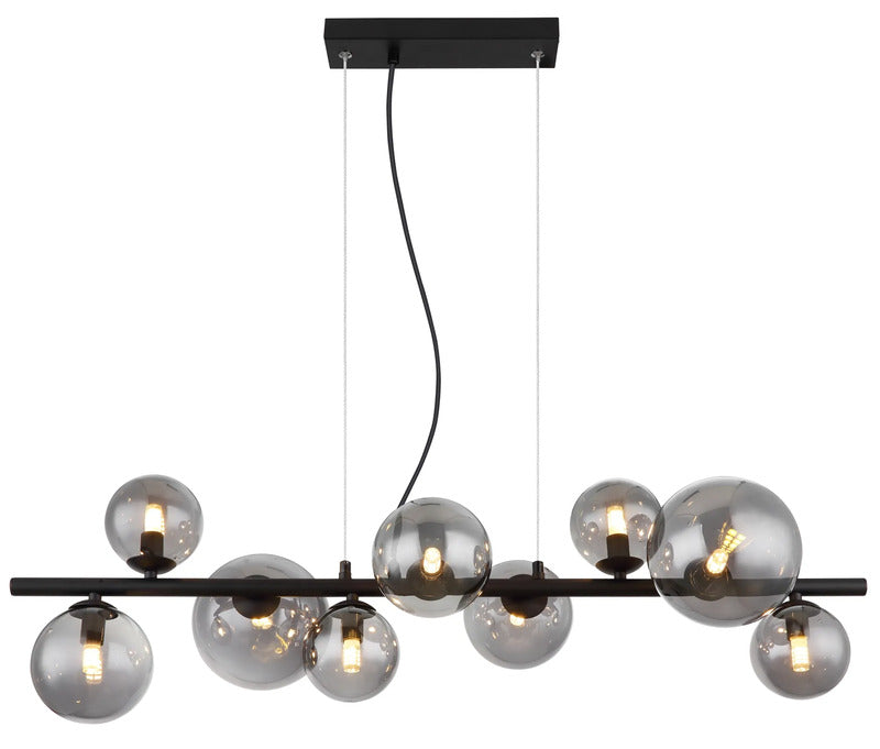 Globo Hängeleuchte Pendellampe RIHA Glas schwarz rauchfarben 9-flammig G9 LED - 9007371387038