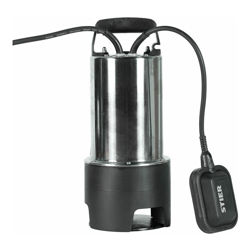STIER Tauchpumpe Edelstahl Schmutzwasserpumpe ESTW-1100 1100W 15500l/h grau 11m - 4251709614951