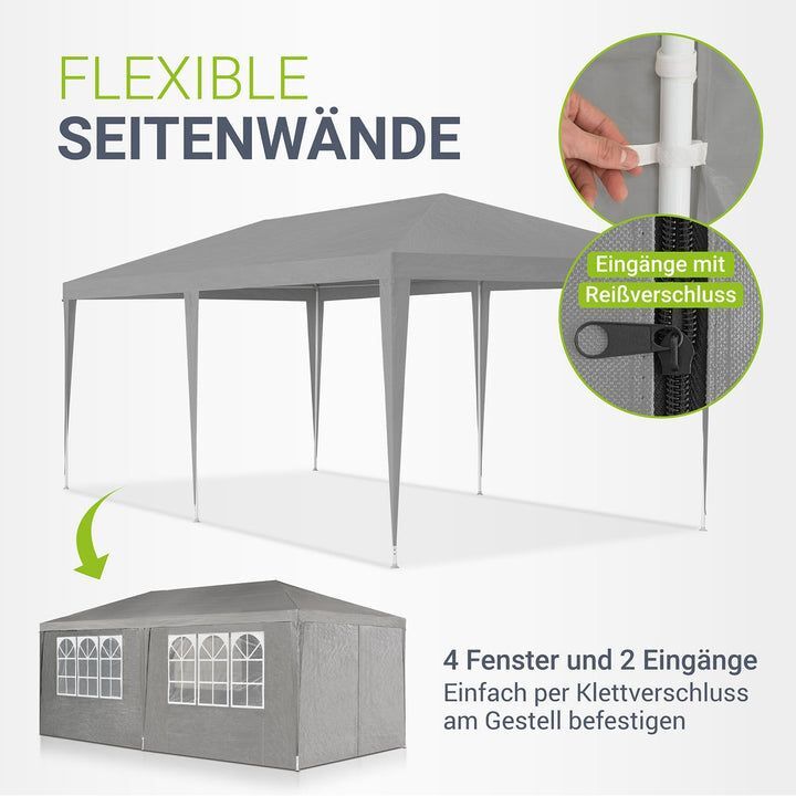 Partyzelt 3x6m Gartenzelt mit Dach und abnehmbaren Seitenwänden für Gartenfeiern - 4260304767719