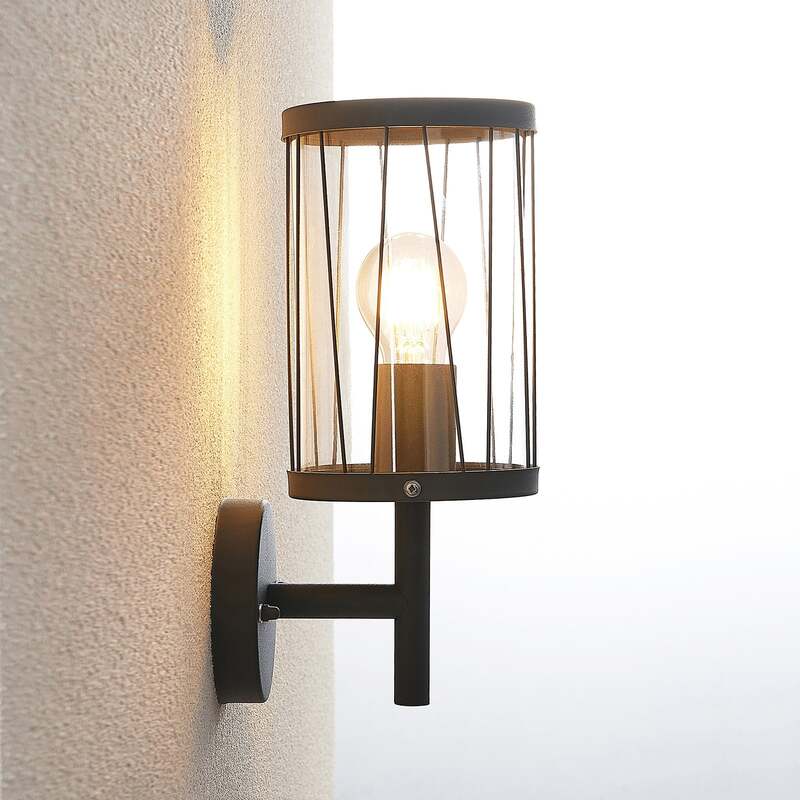 Lindby Yonan AußenWandleuchte Gartenleuchte Terrassenlampe rund dunkelgrau E27 - 4251096575903