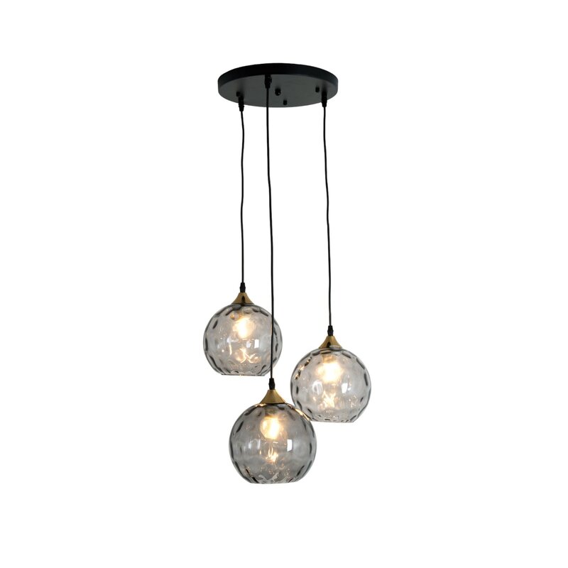 Holländer Hängeleuchte Milano drei Schirme aus Rauchglas Deckenlampe Lampe - 4250151349756