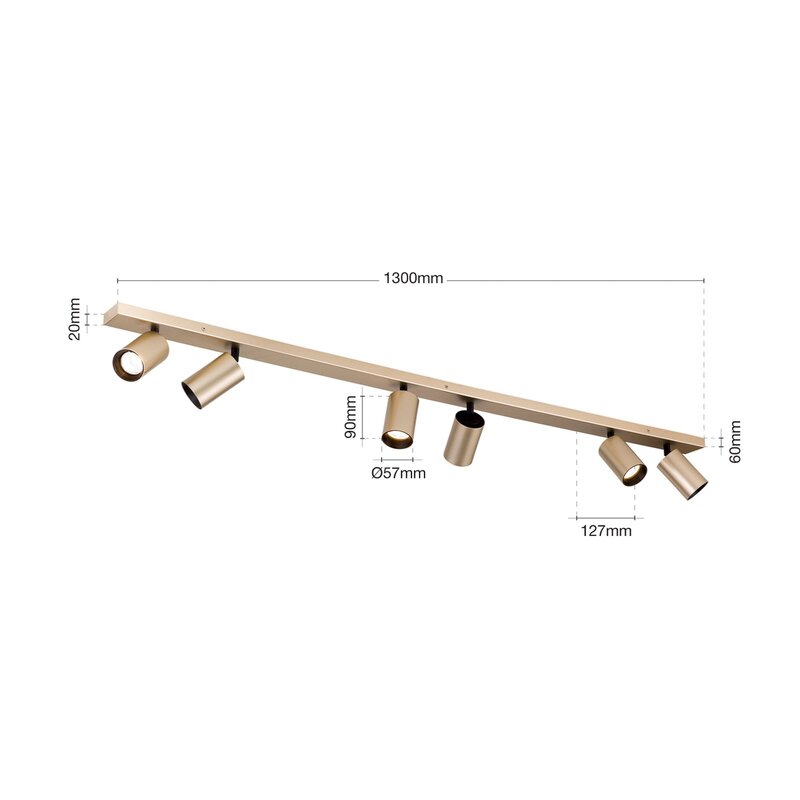 Strahler Sean goldfarben Metall schwenkbar Deckenstrahler Deckenlampe Lampe S631 - 9003090277698