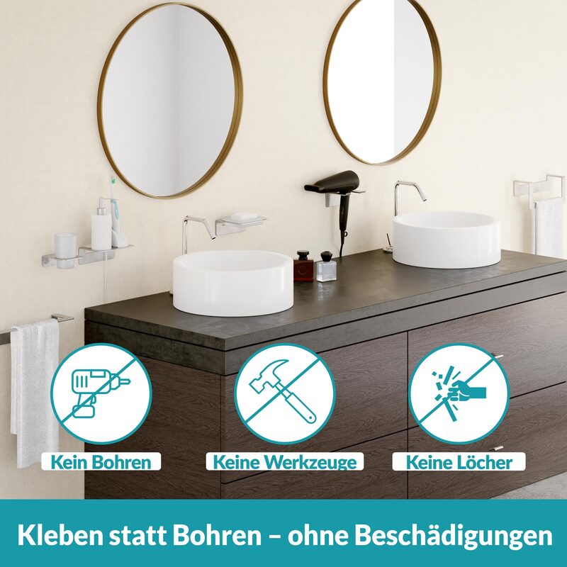 Weissenstein Badablage Regal Ablage Badezimmer Silber selbstklebend Wandmont291 - 4260470461626