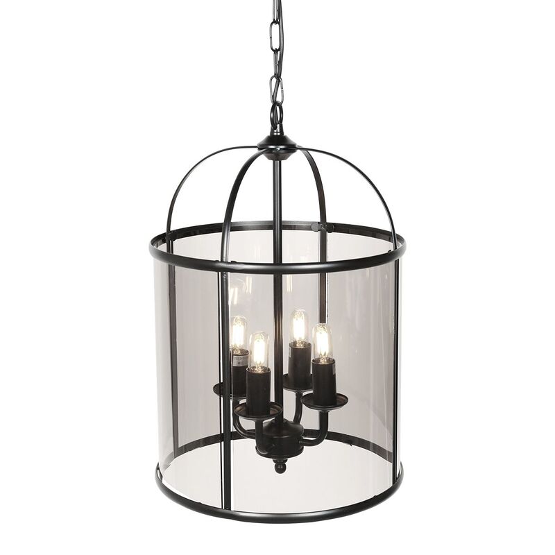 Steinhauer Pendelleuchte Hängelampe Pimpernel Schwarz Glas vierflammig E14 Lampe - 8712746174205