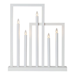 B-Ware STAR TRADING Fensterleuchter Leuchter Kerzenhalter Holz weiß Frame 5-flammig