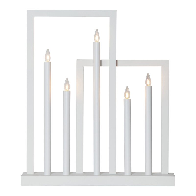 STAR TRADING Fensterleuchter Leuchter Kerzenhalter Holz weiß Frame 5-flammig - 7391482042545