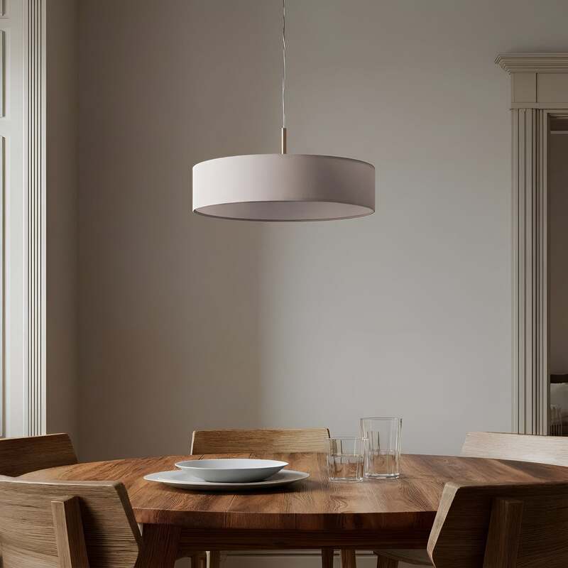 Lindby Hängeleuchte Sebatin Ø 50 cm creme Stoff E27 3-fach - 4251096502985
