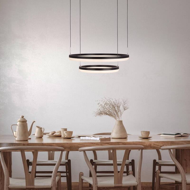 Näve Pendelleuchte Hängelampe LED CCT Ringe Fernbedienung schwarz Kunststoff267 - 4003222889336