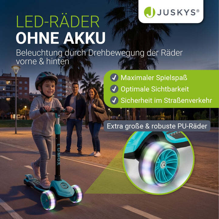 Kinderroller Lumox Roller für Kleinkinder ab 3 Jahren mit LED-Leuchträdern blau - 4262437187723
