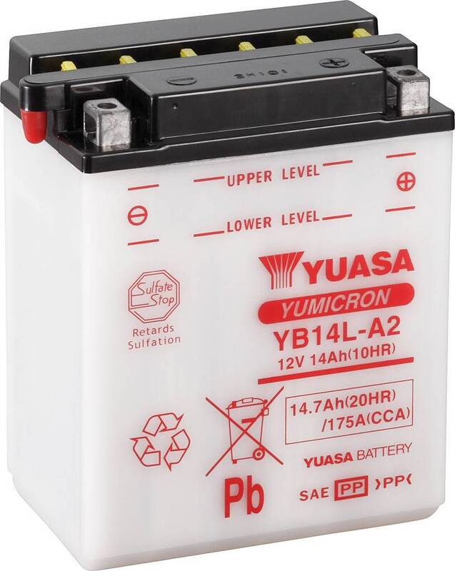 Yuasa YB14L-A2 Motorradbatterie Starterbatterie Autobatterie Batterie 12V 14Ah - 5050694005541