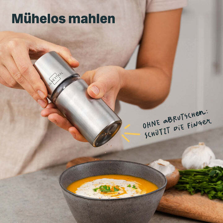 SILBERTHAL Muskatmühle Gewürzmühle Muskatnussmühle Finecut Edelstahlbehälter - 4260470462616