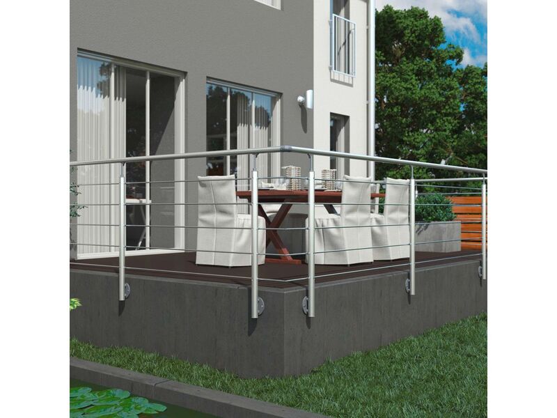 Dolle Geländer-Set Aluminium 150cm witterungsbeständig Handlauf Edelstahl grau - 5708580947603