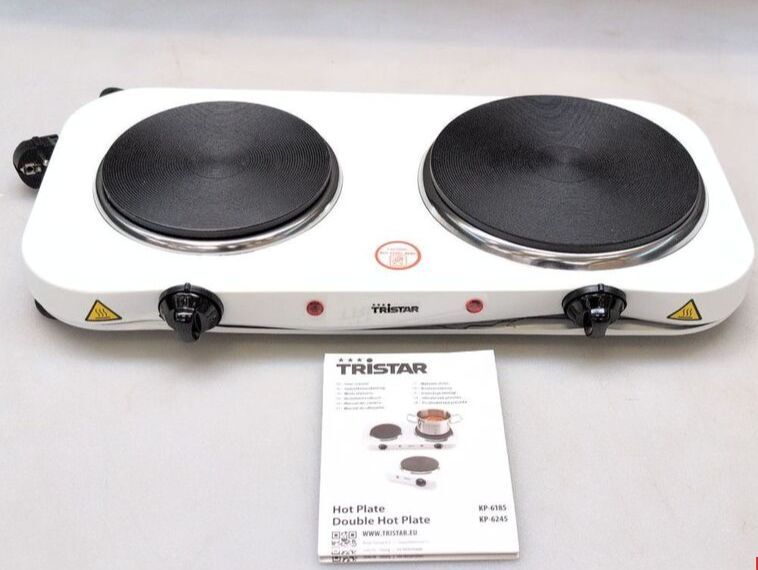 Tristar Doppel-Kochplatte Elektrokochplatte 1000W 1500W tragbar weiß kompakt - 8713016062451