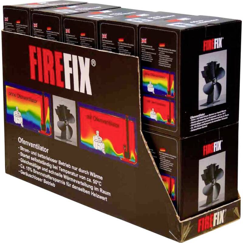 Firefix Ofenventilator Heizlüfter schwarz stromlos geräuschlos Wärmeverteilung - 4017537648458