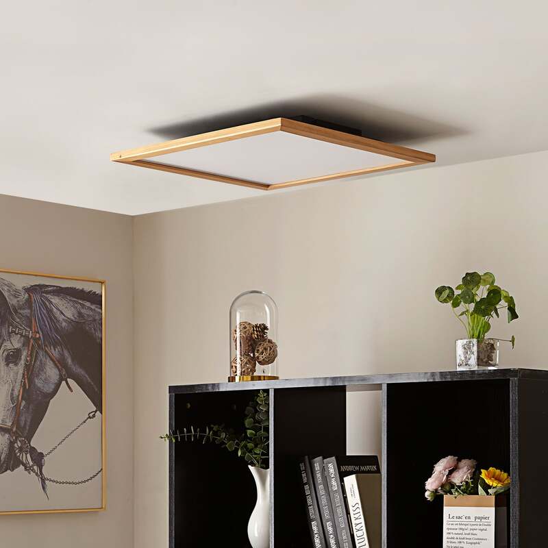 Lucande Deckenleuchte Joren LED Lampe Holz CCT Fernbedienung Ø52cm dimmbar - 4251911765953